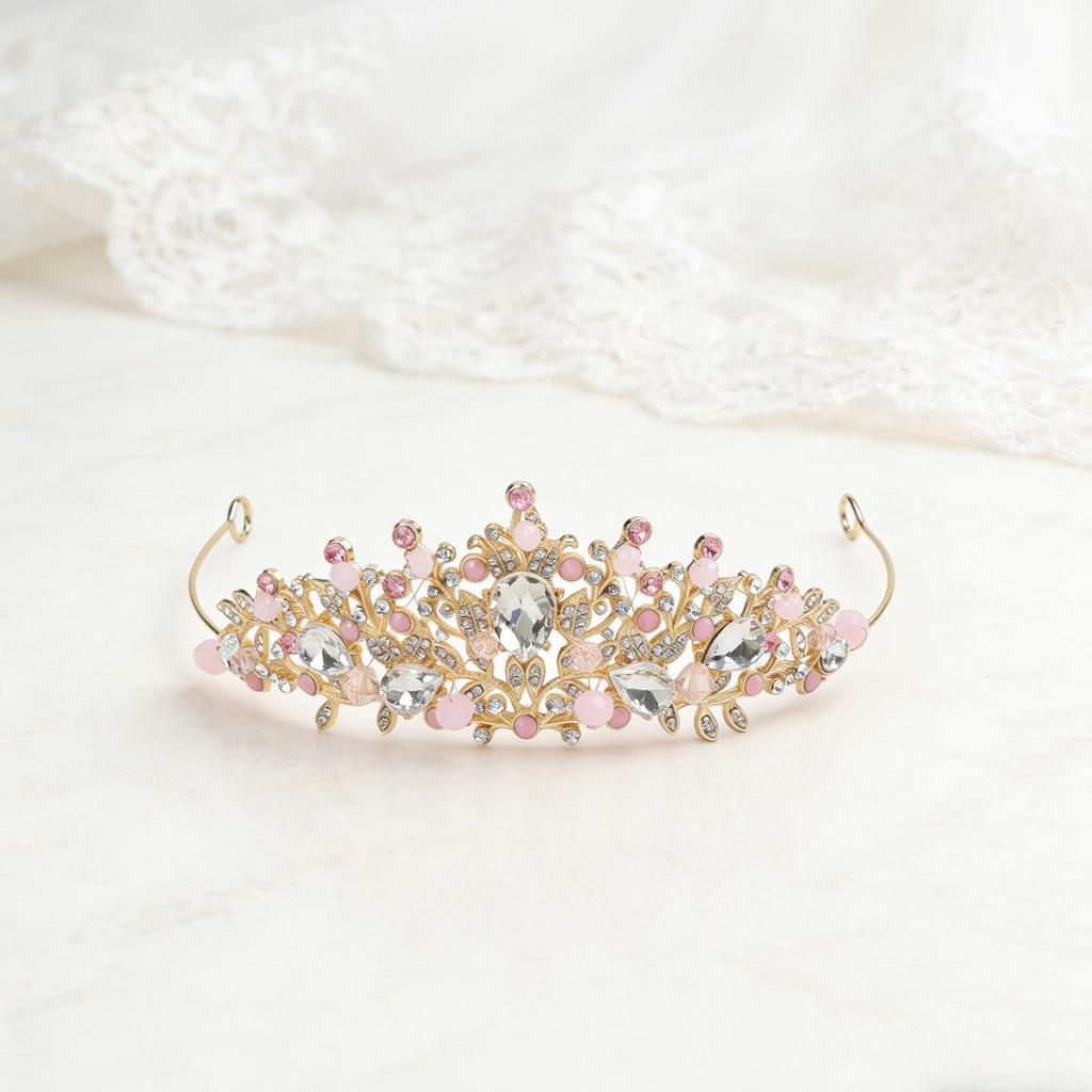 Moderna Para Tiara Adornada con Cristales Perfecta para Ocasiones Especiales