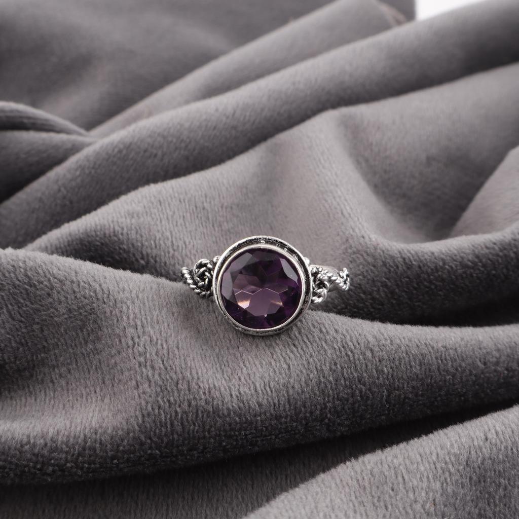 African Amethyst Ring, 925 Sterling Silver Gemstone Jewelry, Handmade Ring, For Thanksgiving Gift