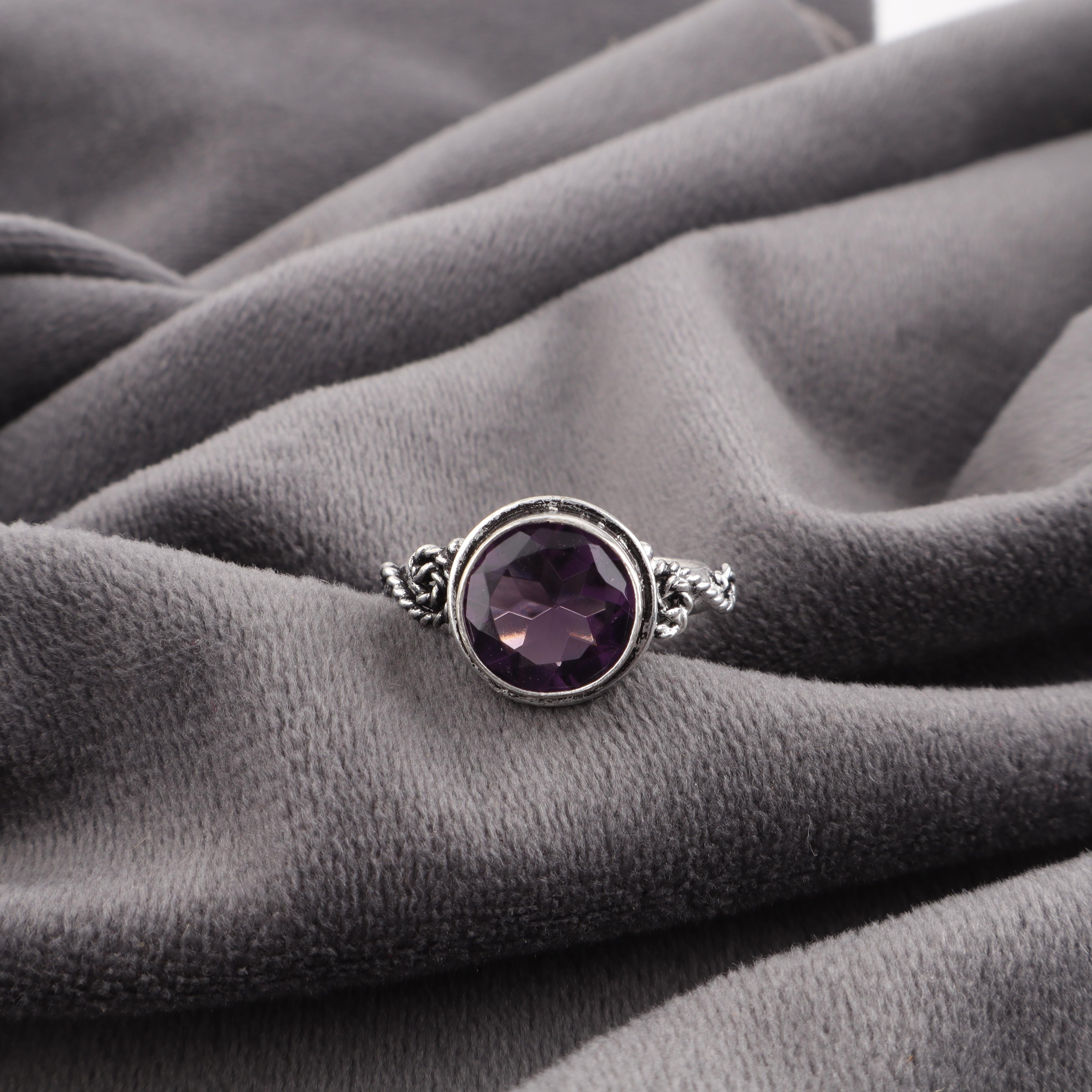 

African Amethyst Ring, 925 Sterling Silver Gemstone Jewelry, Handmade Ring, For Thanksgiving Gift 12 фіолетовий