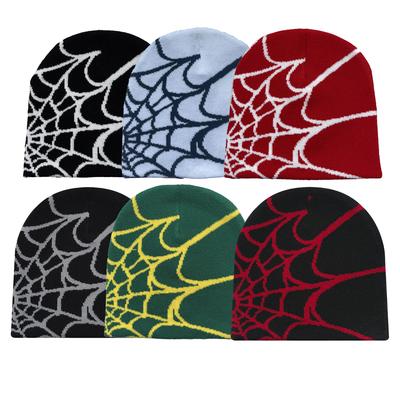 Gothic Style Spider Pattern Knitted Hat, Women'S Winter Warm Beanie, Men'S Casual Hat, Outdoor Knitted Hat