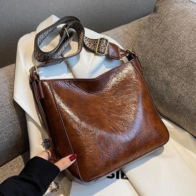 Luxusní značková móda Lady Černá taška přes rameno Vintage Jednoduchá Velkokapacitní kabelka Crossbody kabelky z PU kůže