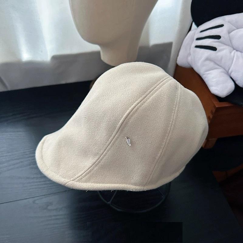 Soft-Brimmed Woolen Solid Color Beret for Women Autumn and Winter Fashion  Beret Simple and Versatile, Warm Forward Cap