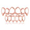 Eco-friendly Copper Hollow Teeth Grillz Top Bottom Set Anti Slip Teeth Jewelry  Rapper