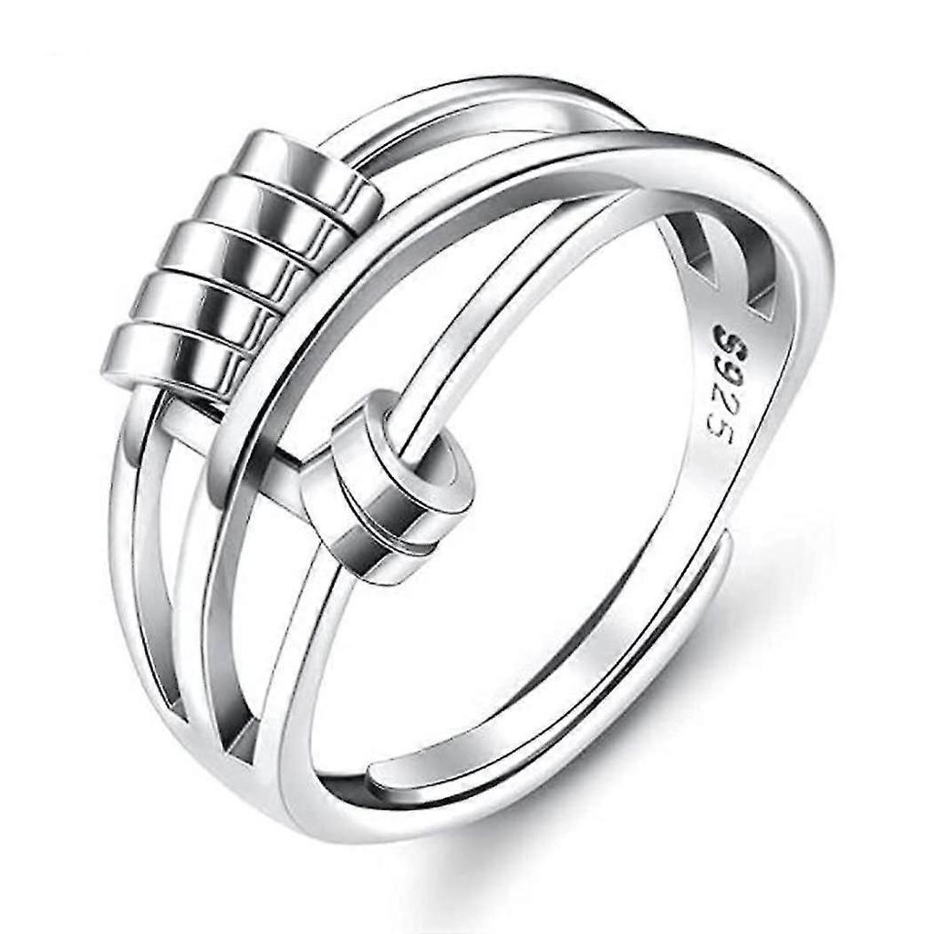 Anxiety Rings Silver Bead Ring Fidget Peace Rings Stress Relief Spinner