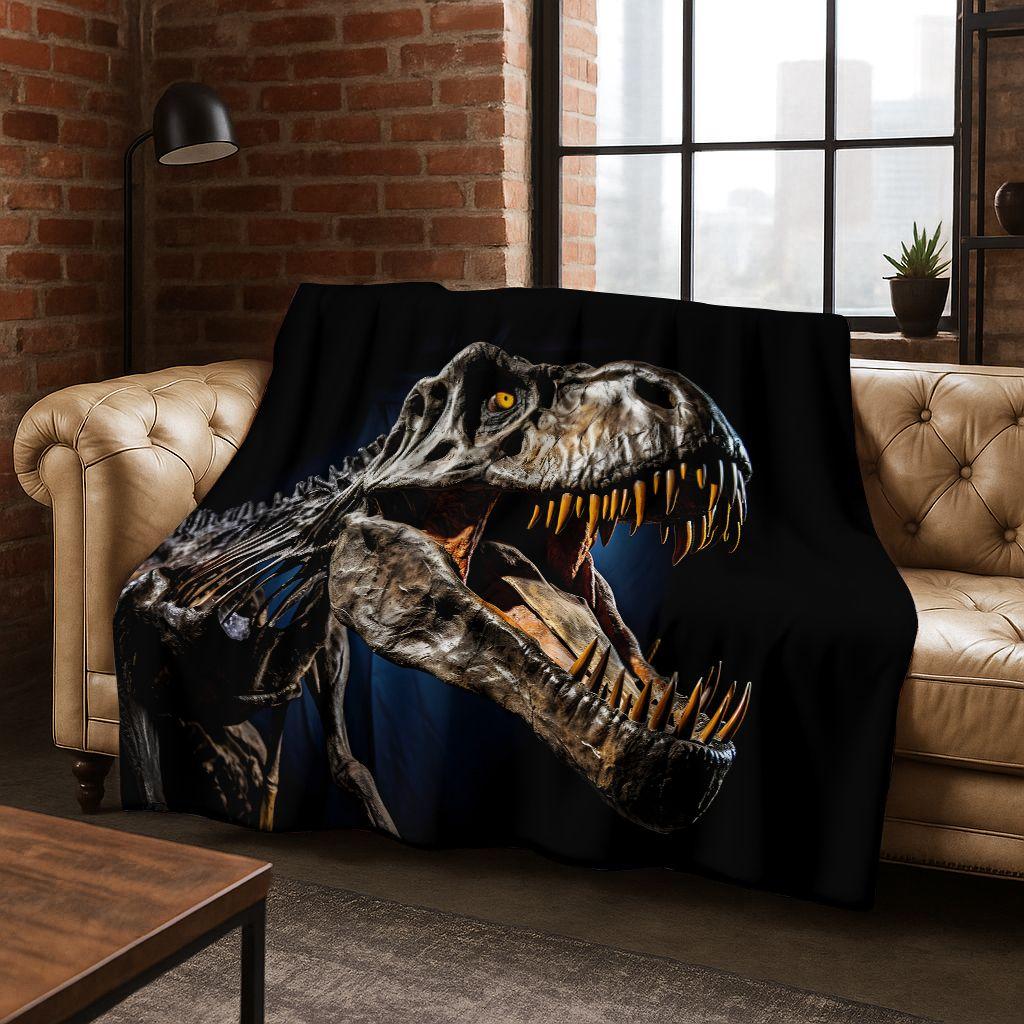 Ancient Creatures Dinosaur Ammonite Fossil Art Flannel Blanket,Cozy Soft Throw Blanket for Home Bedroom Bed Sofa Cover Gift Kid