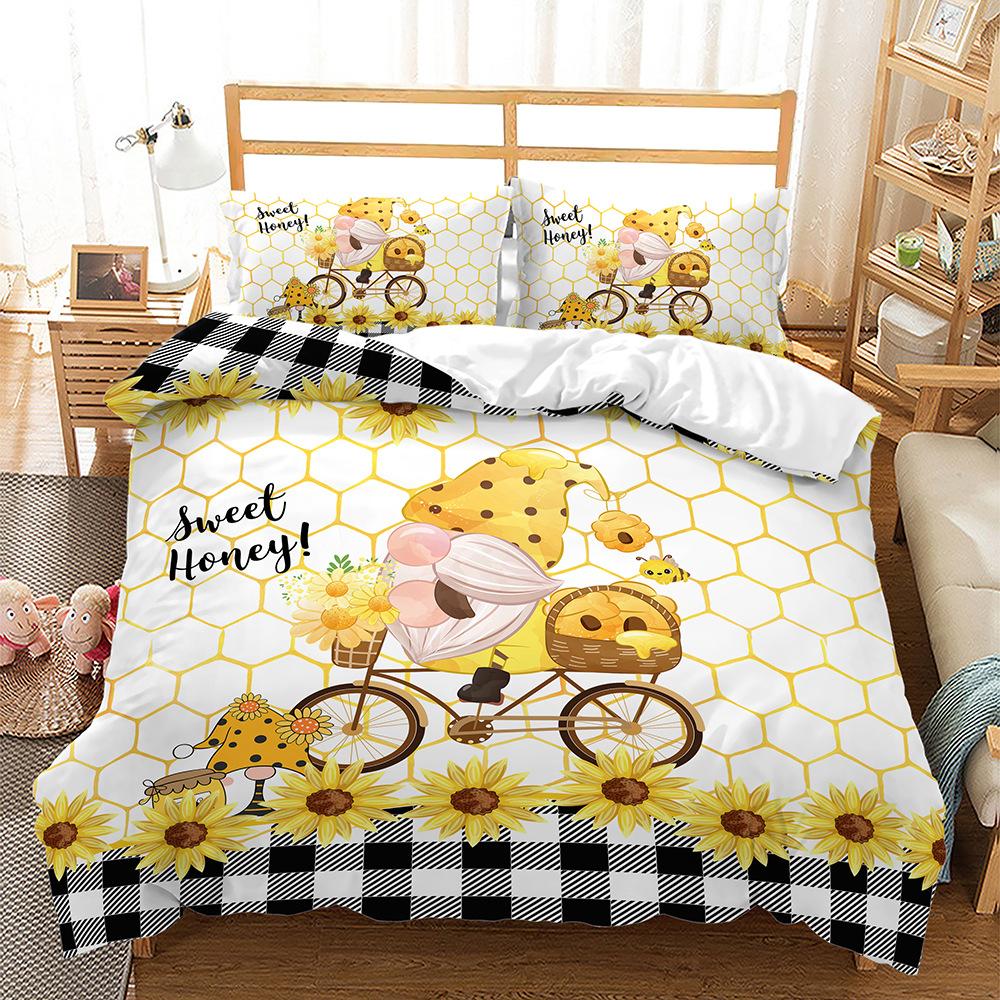 Honey Villain Illustration Digital Printing Quilt Set Three-Piece Set Two-Piece Set