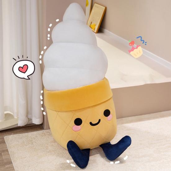 Ice Cream Plush Pillow 30/60/100cm Cute Stuffed Doll for Girls Lumbar Nap Support Soft Hugging Body Pillow for Bed Dorm