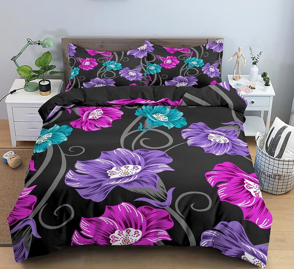 3d HD Printed Duvet Cover Queen King Size Watercolor Floral Set for Girls Teens Room Decor 3 Piece Set with 2 Pillowcases