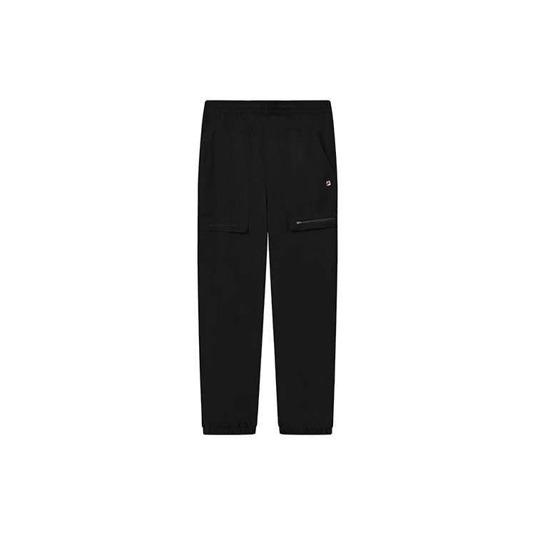 

FILA Loose Fit Solid Color Pocket Cuffed Sports Woven Casual Long Pants Women bottoms Black F11W238802FBK S