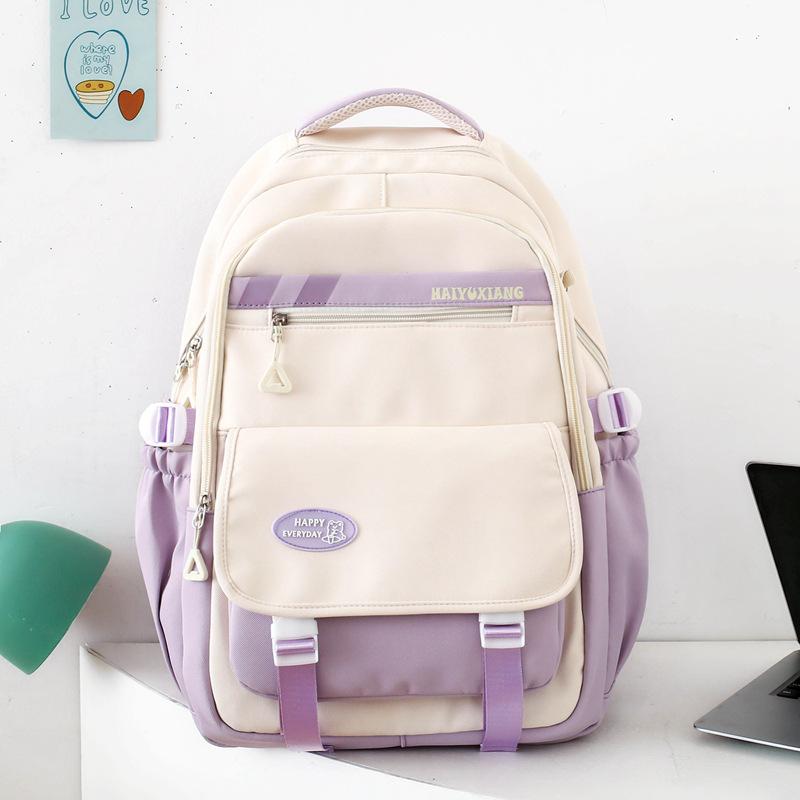 Schoolbag new schoolbag female Korean version ins large capacity middle and high school students backpack contrasting color primary school