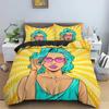 Cartoon Girls Duvet Cover Cute Lipstick Fashion Theme for Women Gifts for Bedroom Decorations with Pillowcase Queen King Size