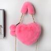 Trendy Ladies Plush Love Heart Shaped  Fashionable Solid Color Soft Comfortable Purses Popular Women Hand Bags