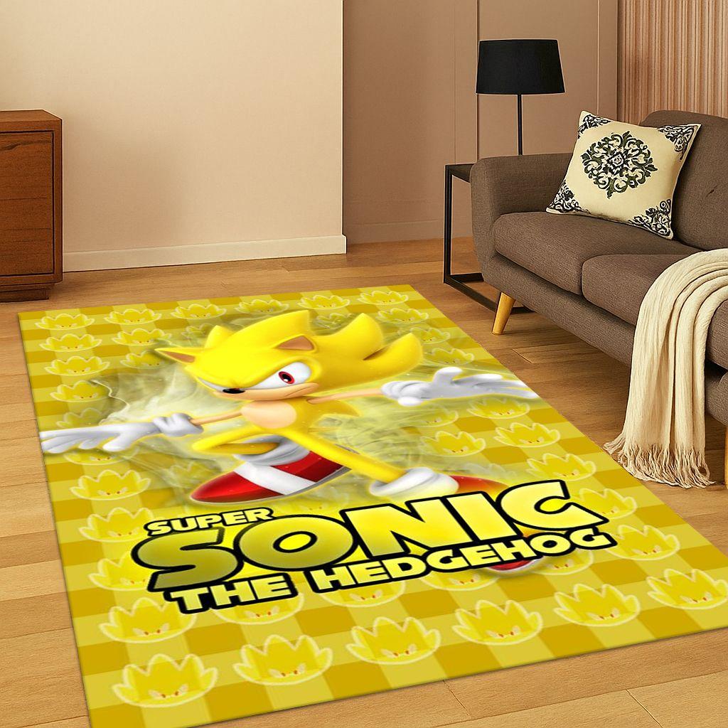 3D S-Sonic Cartoon Game Carpet Rug for Bedroom Living Room Sofa Doormat Home Decor,Kids Play Area Rug Non-slip Christmas Gift