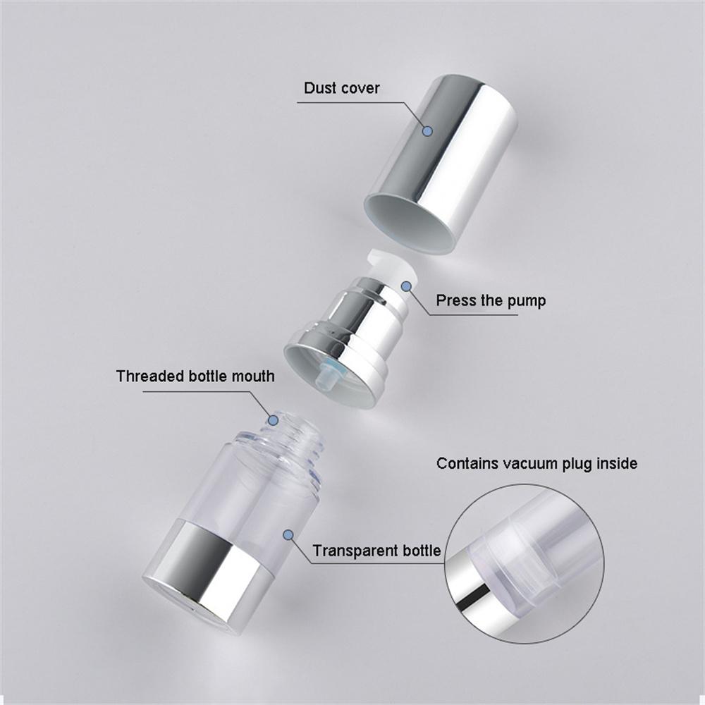 15ml/30ml/50ml UV Hot Silver Vacuum Spray Bottle Lotion Transparent Refillable Bottle Airless Pump Perfume Essence Sub-bottle
