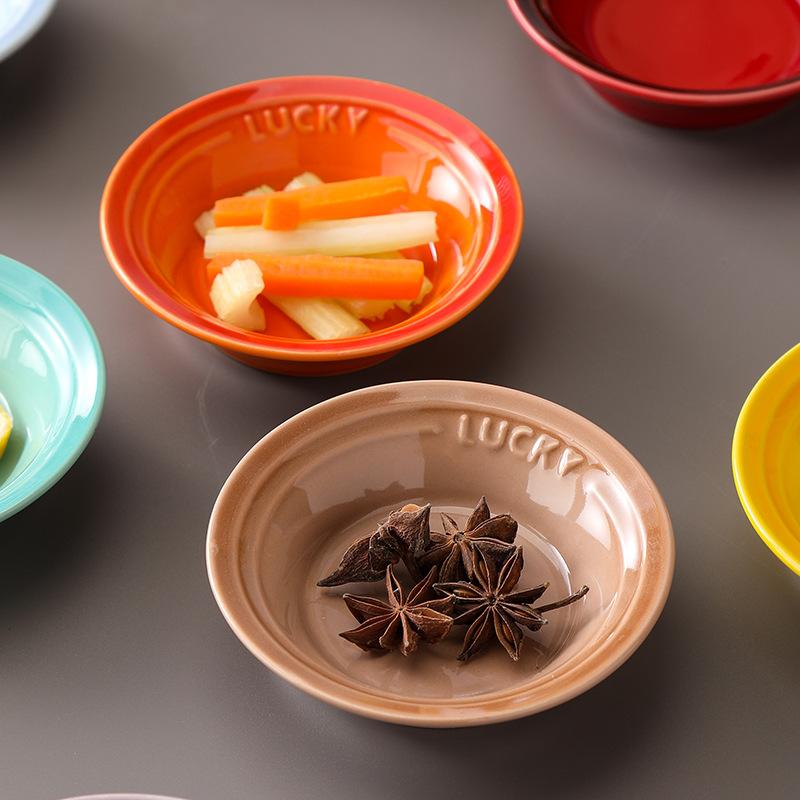 Creative Colorful Ceramic Small Disc Household Gradual Change Tableware Seasoning Dipping Sauce Vinegar Dish Snacks Dish Dish