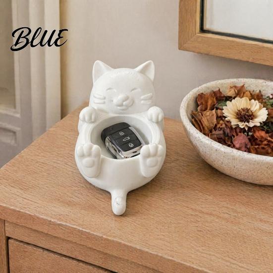 DIY Painting Crafts 3D Fortune Cat Desk Storage Box Cute Money Jewelry Organizer Desktop Tray for Rings Mini Planter Home Decor Figurine,
