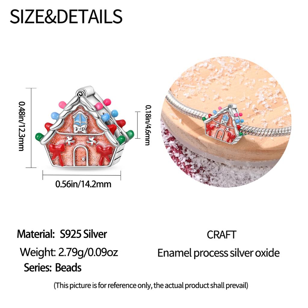 Original Charms Copper Sugar Snow Cabin Beads Fit Bracelet Women Jewelry Making Diy Gift