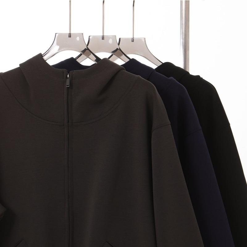 Autumn and Winter New 0 Mamba Cotton Double-ended Zipper Semi-turtleneck Cardigan Jacket Solid Color Loose Casual Hoodie