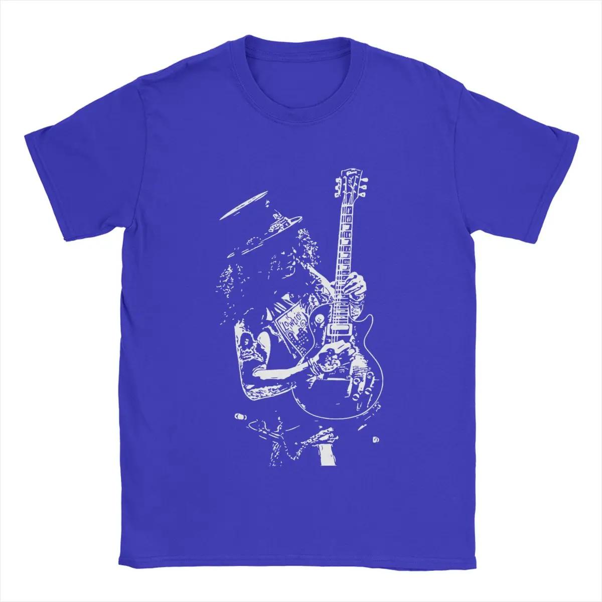 

Slash Guitar Guns N Roses Чоловіча футболка Футболка для відпочинку Футболка з коротким рукавом і круглим вирізом Футболка з чистої бавовни Одяг великих розмірів XXL синій