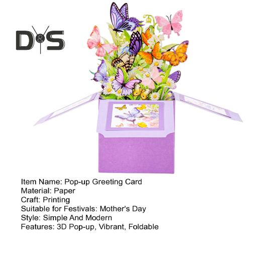 Butterfly Pop Up Card Handcrafted 3D Paper Flower Bouquet Pop-up Greeting Card for Birthday Anniversary Mother's Day