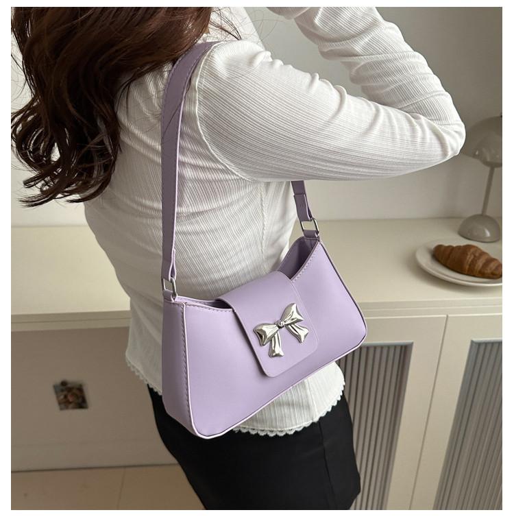 Chic French Butterfly Bow Shoulder Bag 2024 Summer Trendy Street Style Pu Material