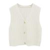 Women Solid Color V Neck Single-breasted Braid Knitted Cardigan Waistcoat Vest
