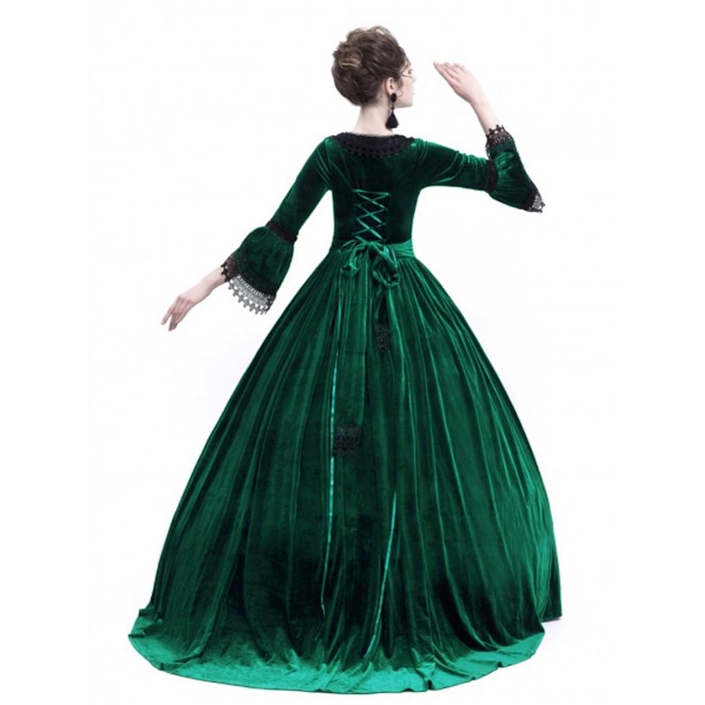

Europe and the United States popular autumn and winter women s dresses, high-end solid color medieval court high-waisted long dresses XXXL