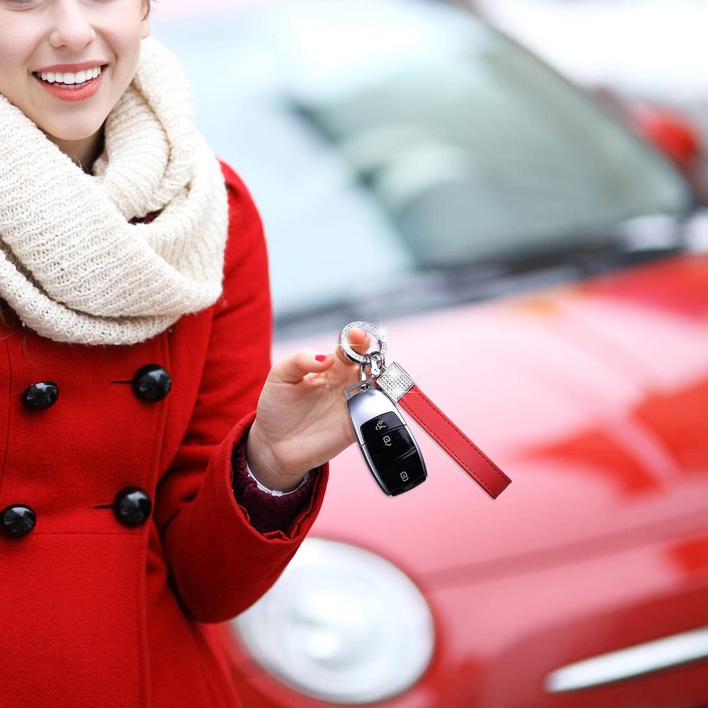 Wisdompro Car Key Chain, Sparkling Genuine Leather, Car Key Chain,