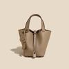 2025 Trending Women's Genuine Leather Cowhide Bucket Bag: Versatile, Top Layer Vegetable Tanned Handbag