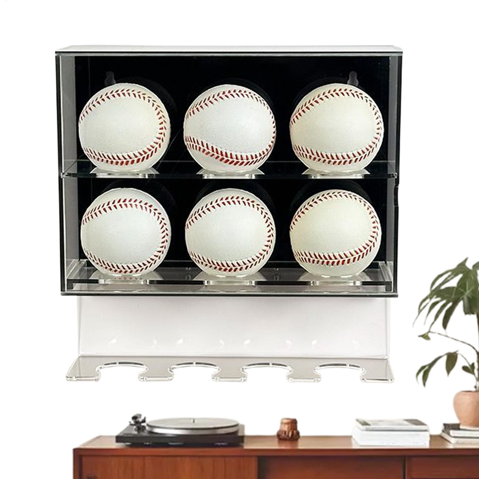 Двухуровневая прозрачная акриловая настенная витрина-держатель для бейсбольных мячей Полка для спортивных коллекционных предметов Витрина-кейс для бейсбольных мячей для CN