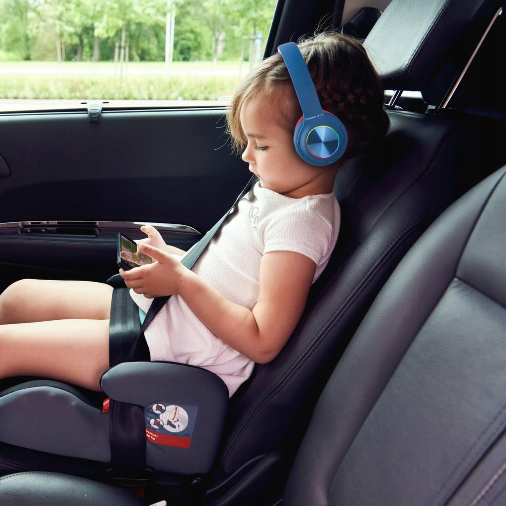 PowerLocus PLED BlueRed Wireless Bluetooth Headphones FOR KIDS with LED