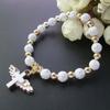 Fashion Angel Wing Cross Bracelet Acrylic Bead Chain Exquisite Religious Gift