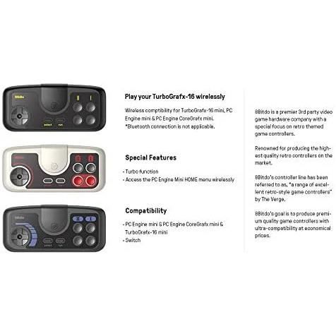Manette de jeu sans fil TG16 2.4G pour PC Engine Mini, PC Engine CoreGrafx Mini, TurboGrafx-16 Mini et Nintendo Switch