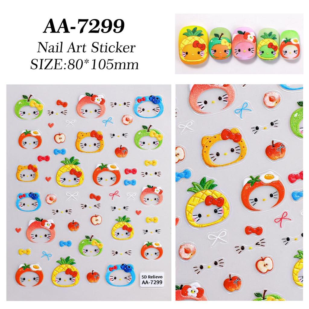 5D Embossed Original Cat Headband Nail Art Stickers - Cute DIY Ornaments, AA Style