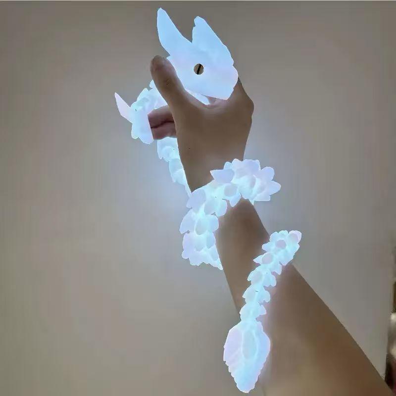 New Printing Gemstone Dragon Aurora Luminous Light Animal Action Toy Desktop Decoration Birthday Gift 3D style Kid Friendly Entertaining Fun Play Safe