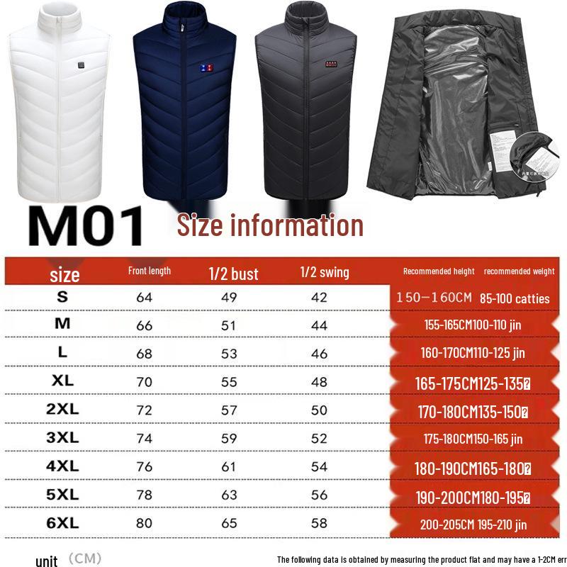 Unisex Winter Smart Heating Vest - Constant Temperature Electric Heated Cotton Jacket