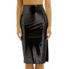 Women Skirts Shiny Metallic High Waist Side Split Midi Bodycon Skirts for Party Night Club