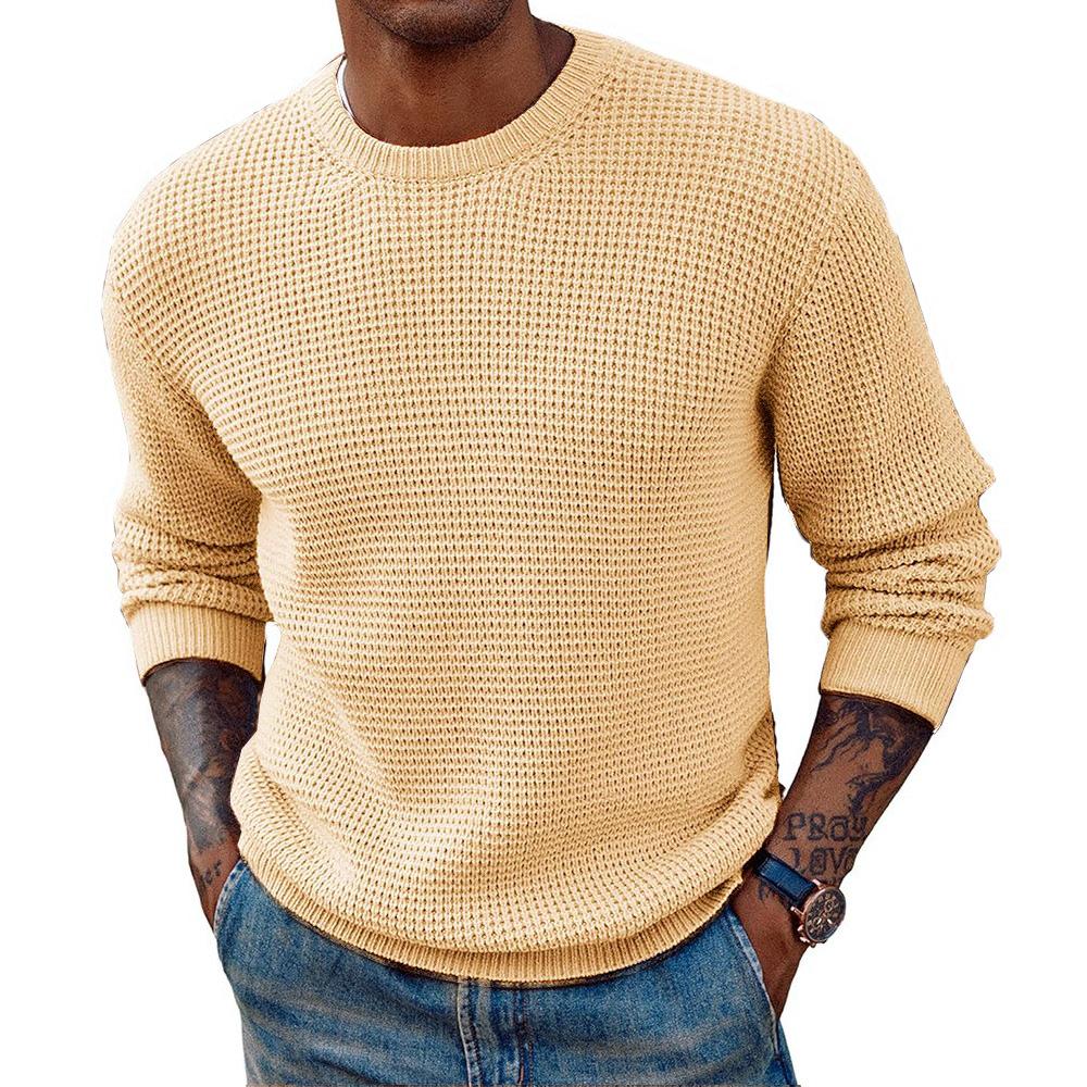 Men Round Neck Pullovers Long Sleeve Jumpers Knitted Sweater Casual Basics Sweaters Male Spliced Streetwear Autumn 2026