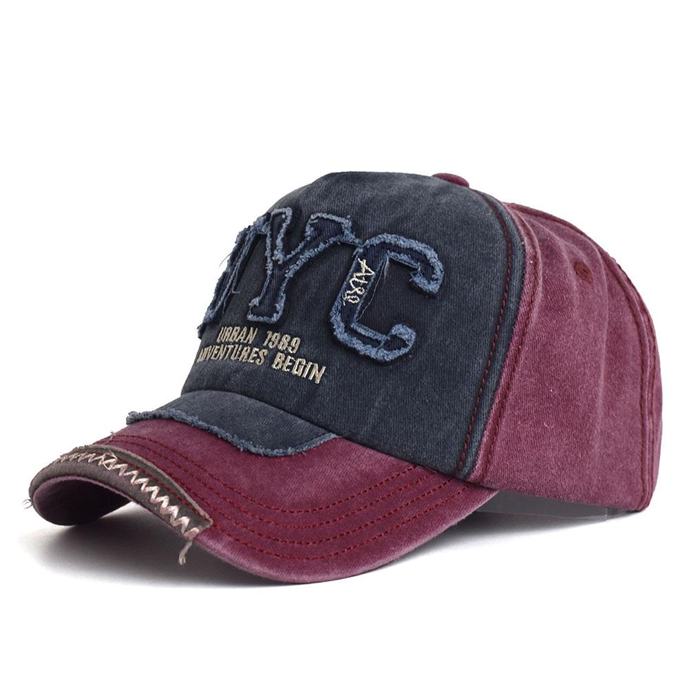 Unisex Vintage Washed Cotton Snapback Cap Adjustable Hip Hop NYC Letter Embroidery Baseball Hat Men Women Outdoor Sports Dad Hat