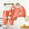 Baby Milk Silk Warm Cartoon Print Underwear Set - High Waist, Belly Protection, Plus Velvet for Infants & Toddlers (Autumn/Winter).