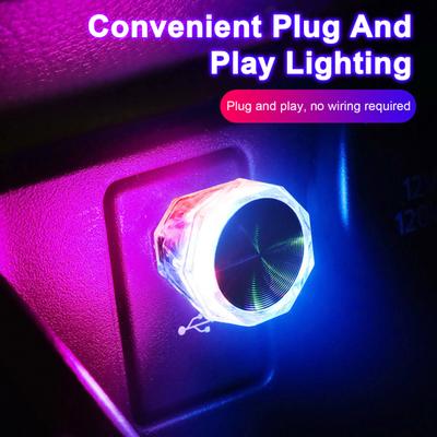 6Pcs USB Car Ambient Light Portable Colorful Lighting High Brightness Mini Auto LED Atmosphere Lamp Household Car Accessories
