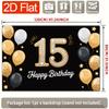 Birthday Party Backdrop Gold Black Polyester Banner Photo Booth Decoration 50