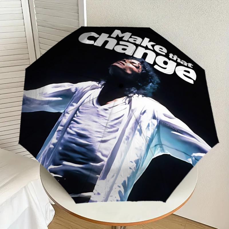 1pc Michael Jackson Automatic Folding Umbrella, Portable Collapsible Design, Casual Outdoor Accessory L1202015