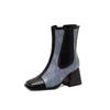 Krazing Pot Polyurethane Autumn Winter Shoes 47 Size 48 Chelsea Boots Stone Patterns Square Toe Slip On Keep Warm Ankle Boots