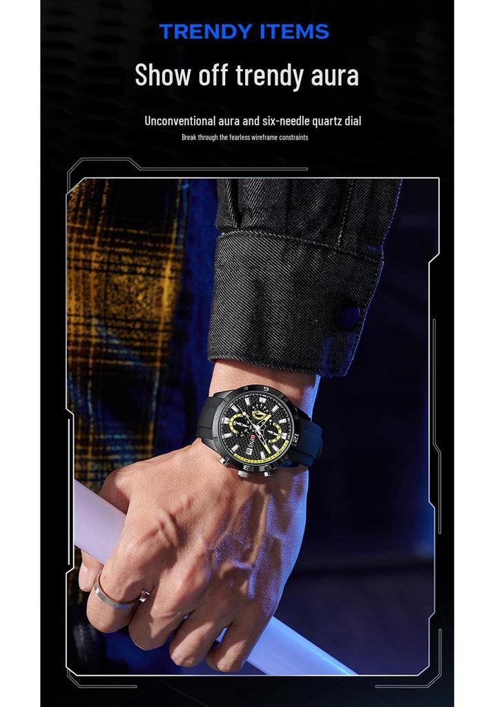 Trendy Men's Quartz Waterproof Watch with Calendar