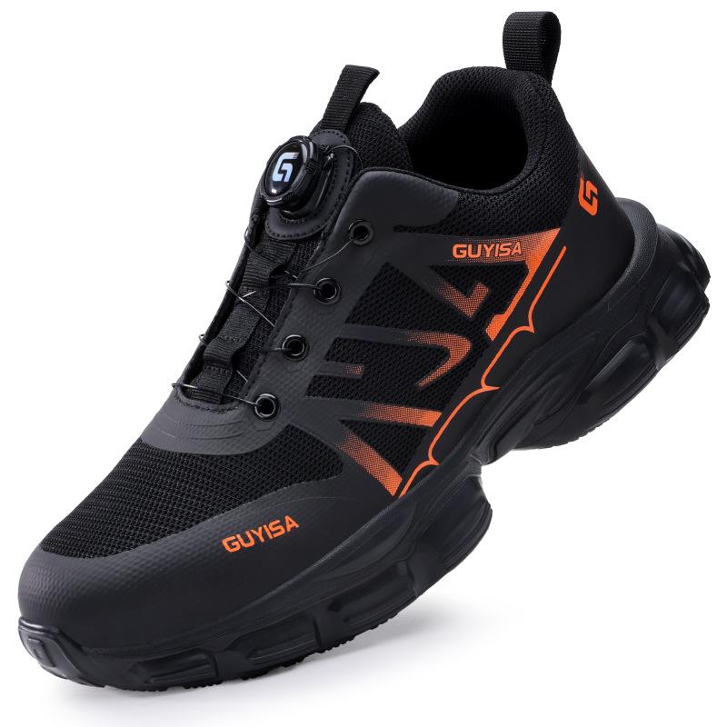Přeshraniční otočné knoflíkové lehké bezpečnostní boty - Prodyšné pracovní boty bez šňůrek pro muže a ženy