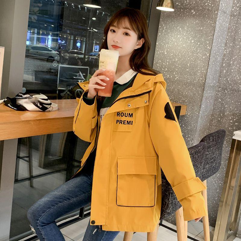 Tooling Jacket Women's Spring and Autumn Korean Version of Loose Fashion All-match Hooded Windbreaker Students