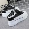 Fashion Baotou Semi-slippers Women's Summer New Outer Wear Embroidery Mesh Breathable Slip-on  Increase 8cm Sandals Sneakers