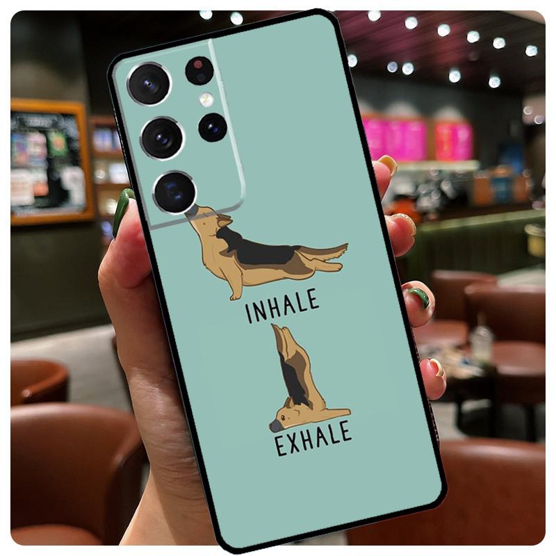 Cartoon German Shepherd Dog Silicone Case For Samsung Galaxy S23 S22 Ultra S21 S20 FE S8 S9 S10 Plus Note 20 Ultra Cover