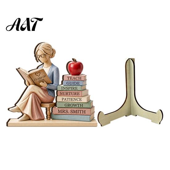 Premium Material Decorative Art Wooden Reading Desktop Ornaments for Home Office Decor, Minimalist Figurine, Wear-resistant Crafts Creative